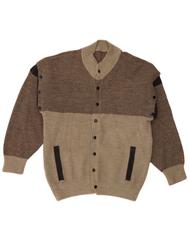 Sweter męski w stylu vintage, duży, szary, z blokami kolorów