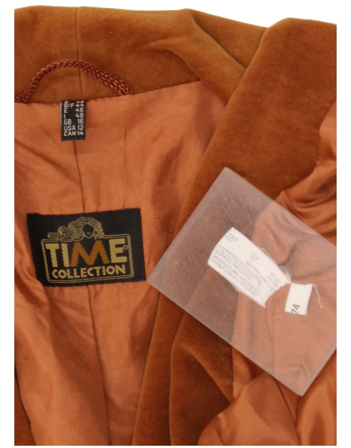 Damska marynarka dwurzędowa VINTAGE UK 16, duża, brązowa bawełna