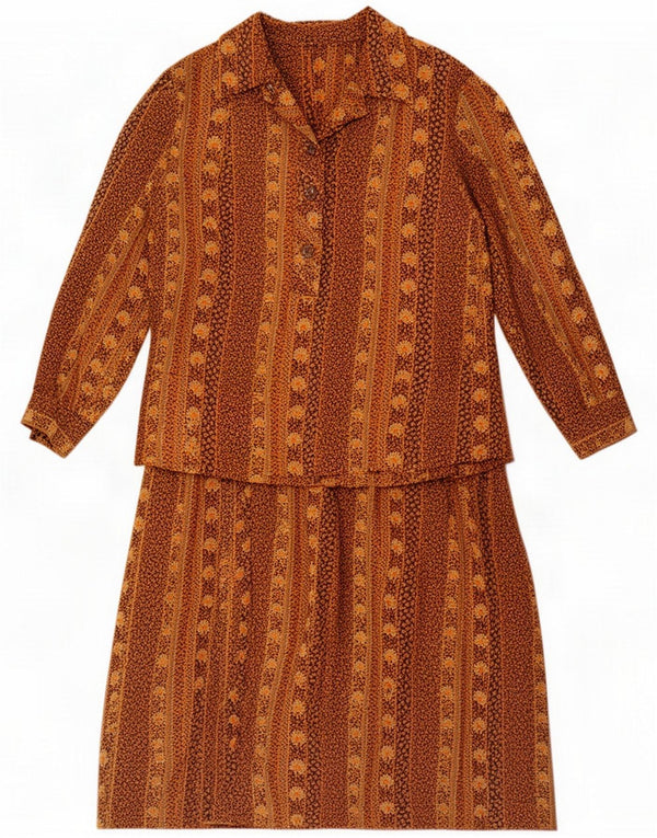 Vintage damski zestaw 2-częściowych spódnic UK 14 Medium W32 Brown Floral