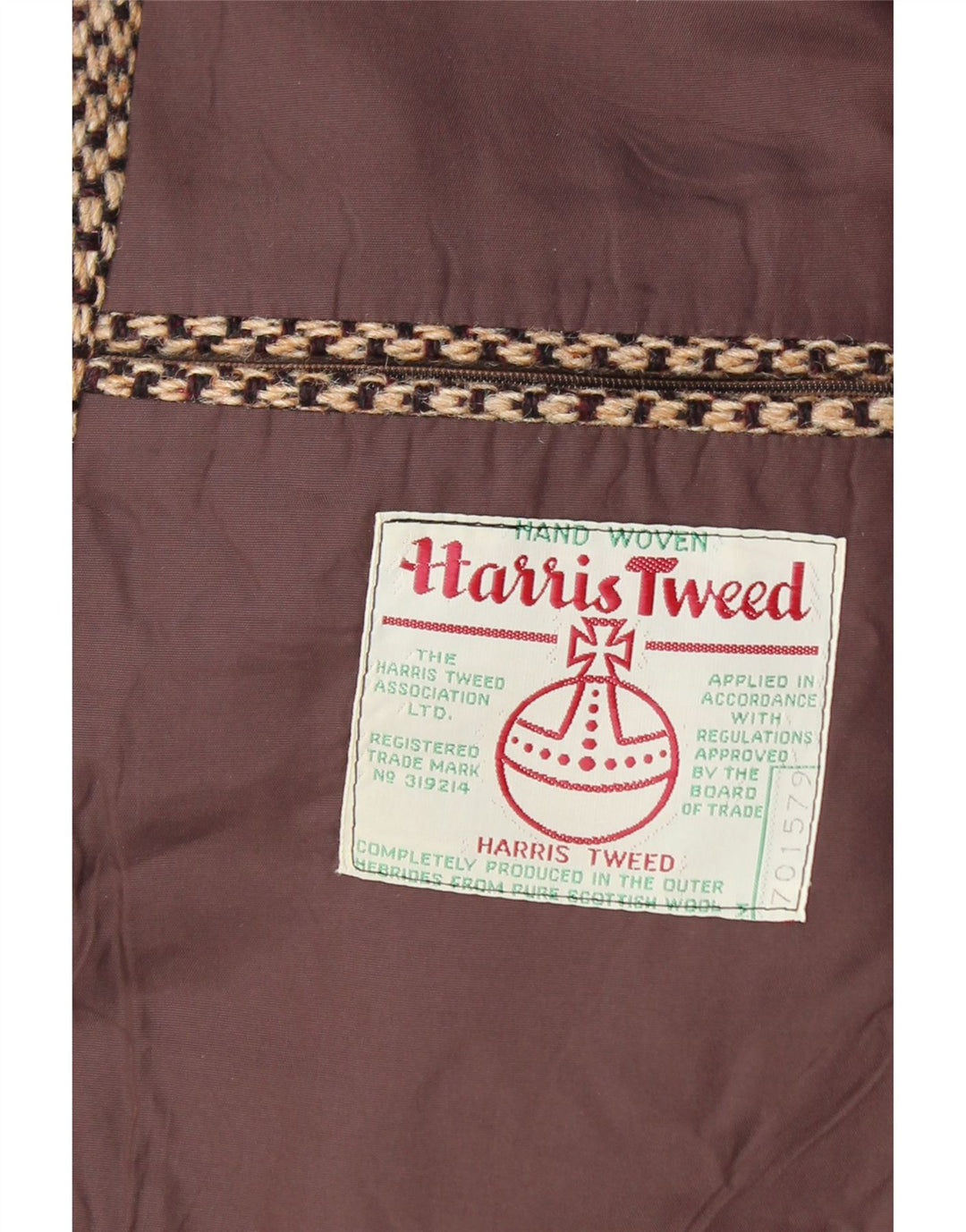 HARRIS TWEED Męska marynarka zapinana na 3 guziki UK 38 Średni brąz, nowa wełna