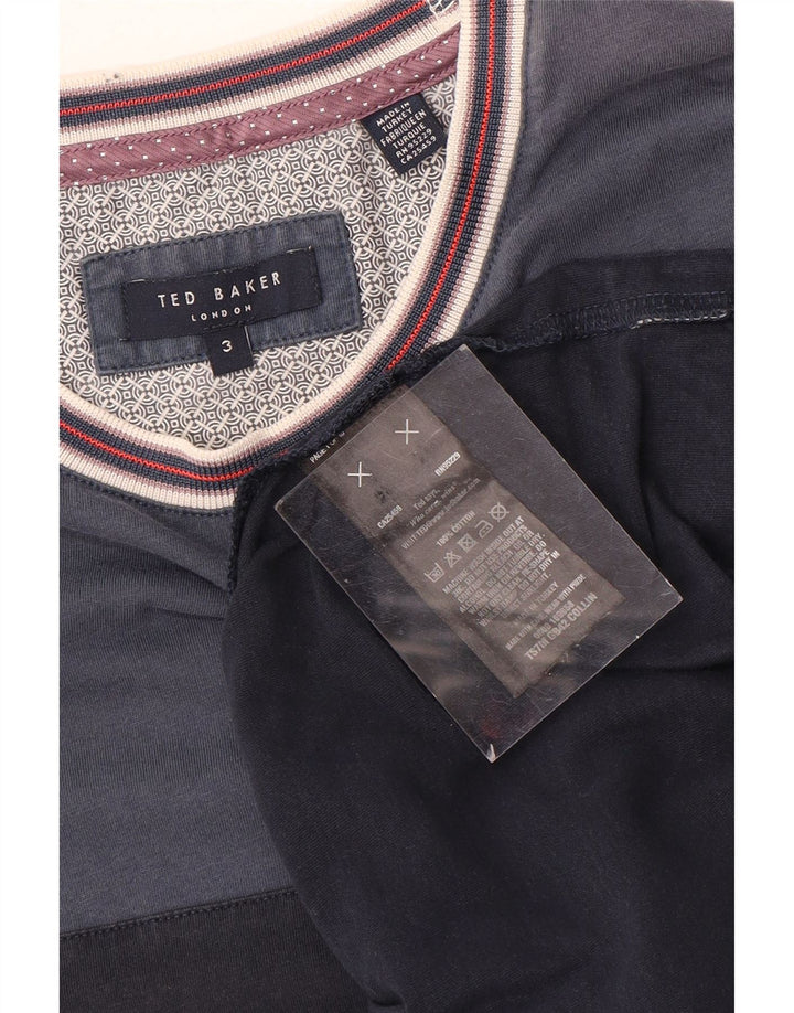 Ted Baker Męski T-shirt, rozmiar 3, średni granatowy, bawełniany w bloki kolorów
