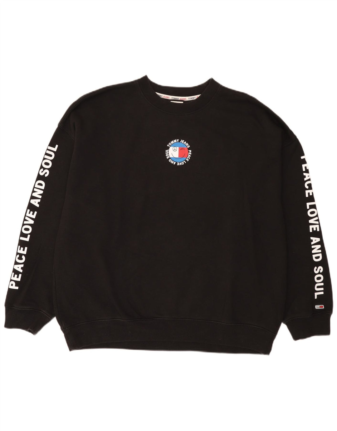Męska bluza z grafiką Tommy Hilfiger, duża, czarna, bawełniana