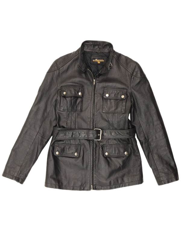 Vintage damska kurtka skórzana UK 16, duża czarna skóra