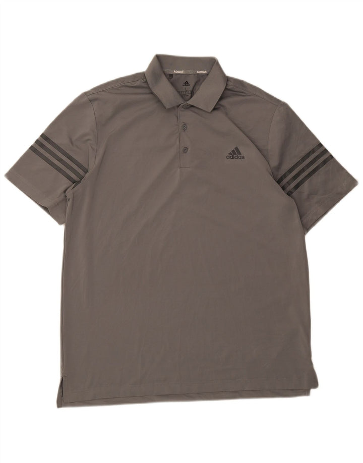 Męska koszulka polo ADIDAS, duża, szara, z poliestru