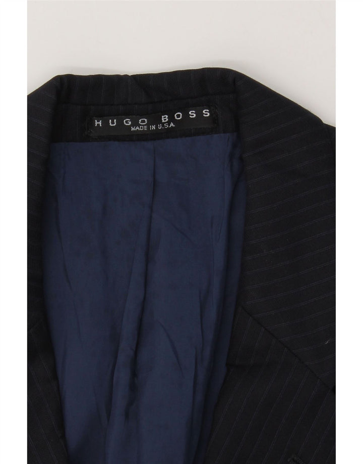 HUGO BOSS Mens 3 Button Blazer Jacket UK 42 XL Navy Blue Pinstripe Vintage Hugo Boss and Second-Hand Hugo Boss from Messina Hembry 