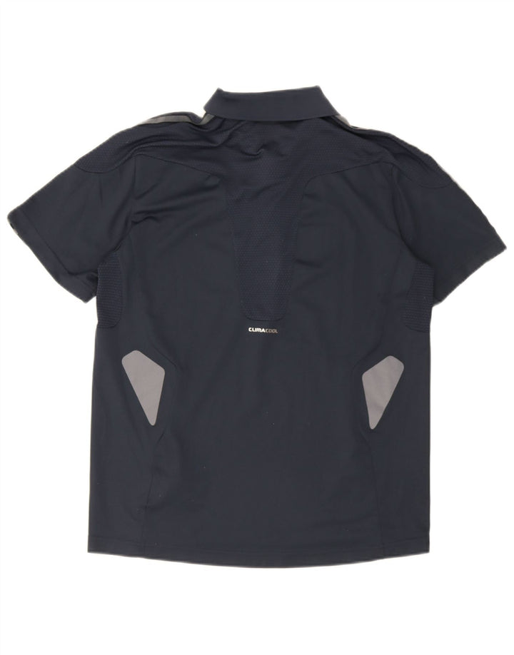 Męska koszulka polo Adidas Climacool, mała, granatowa, z blokami kolorów, poliestrowa