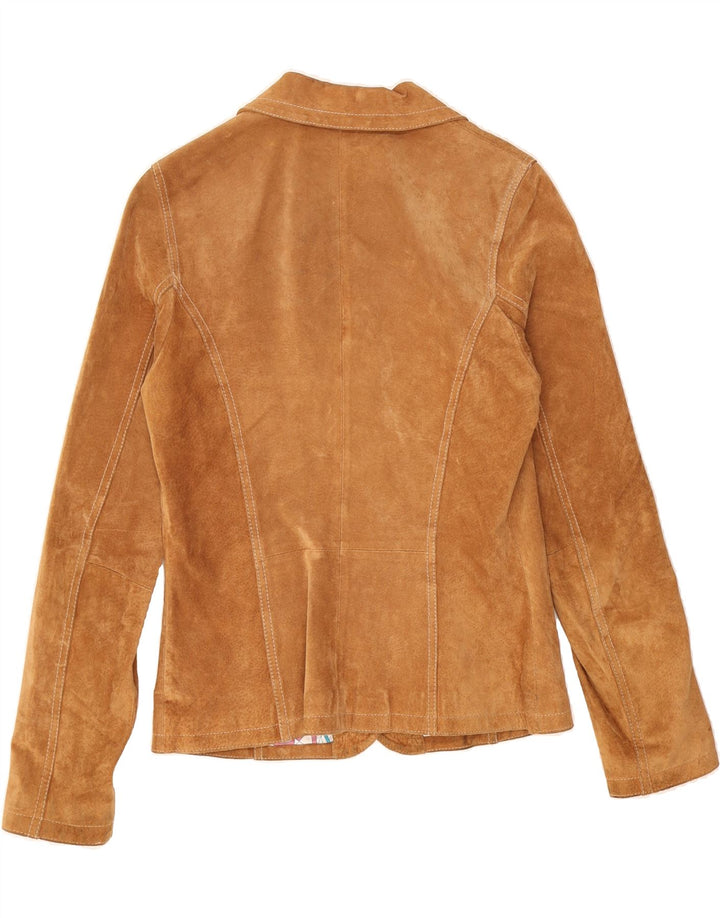 GIPSY Womens Suede 2 Button Blazer Jacket UK 12 Medium Beige Leather Vintage Gipsy and Second-Hand Gipsy from Messina Hembry 