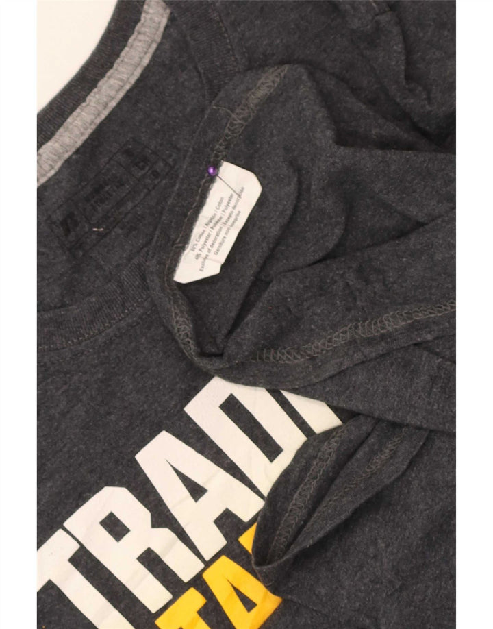 Męski T-shirt z grafiką Russell Athletic, mały, szary, bawełniany