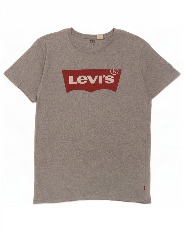 Męska koszulka z grafiką Levi's, średnia, szara, bawełniana nakrapiana