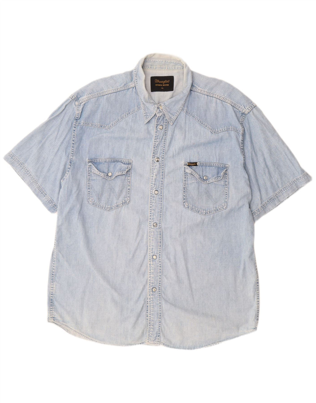 Męska koszula dżinsowa z krótkim rękawem WRANGLER 2XL niebieska