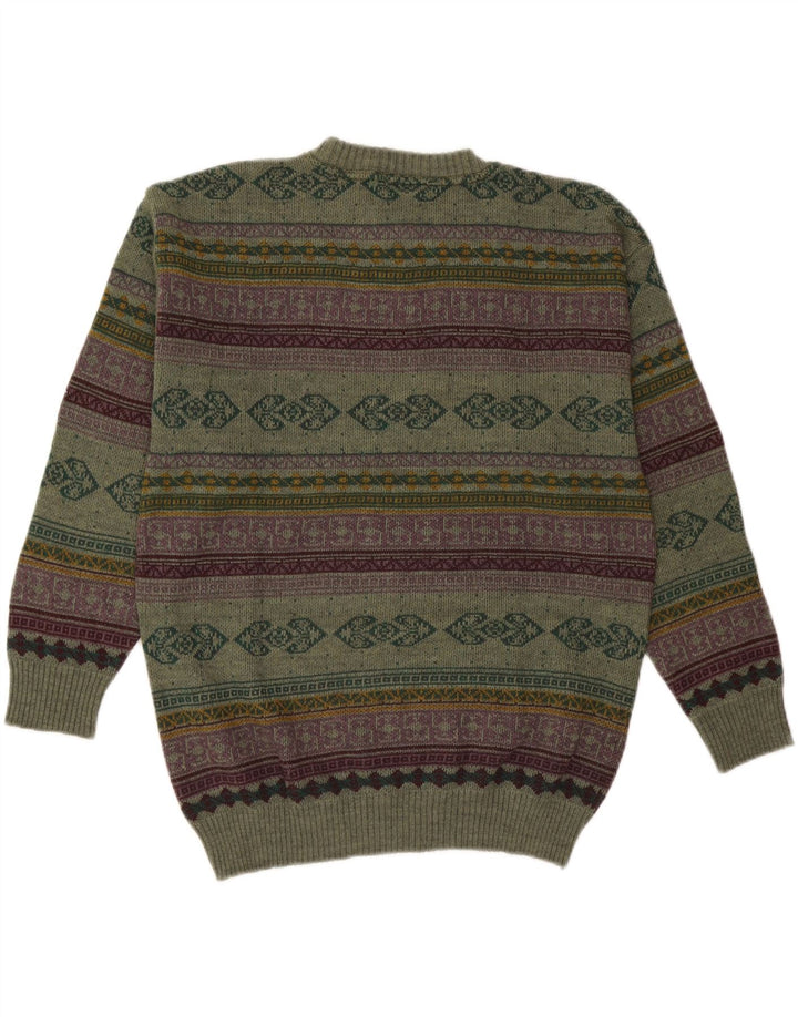Starter Męski sweter z okrągłym dekoltem XL, zielona, geometryczna wełna
