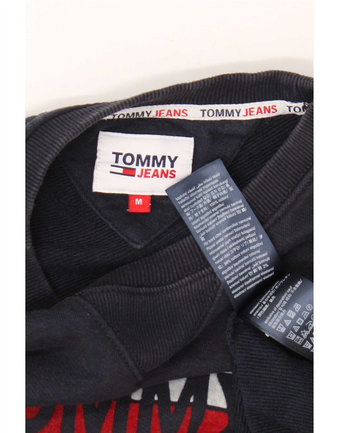 Męska bluza z grafiką Tommy Hilfiger, średnia, granatowa, bawełniana