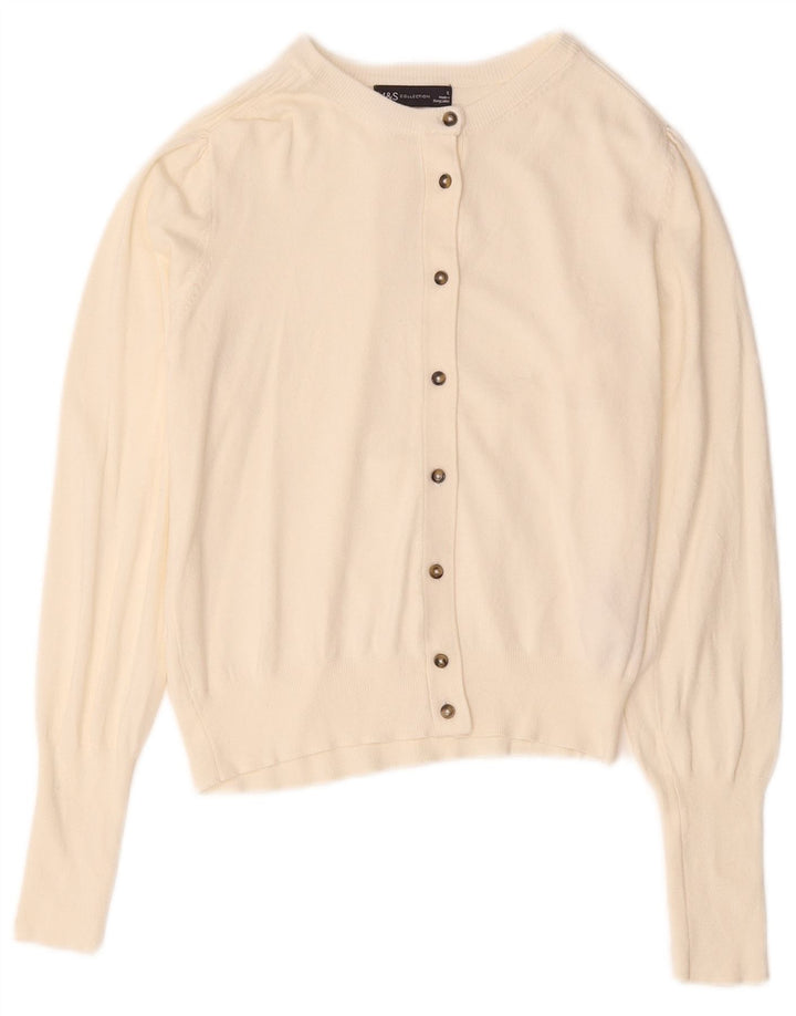 Marks & Spencer Damski sweter kardigan UK 12 Średni złamanej bieli, wiskoza