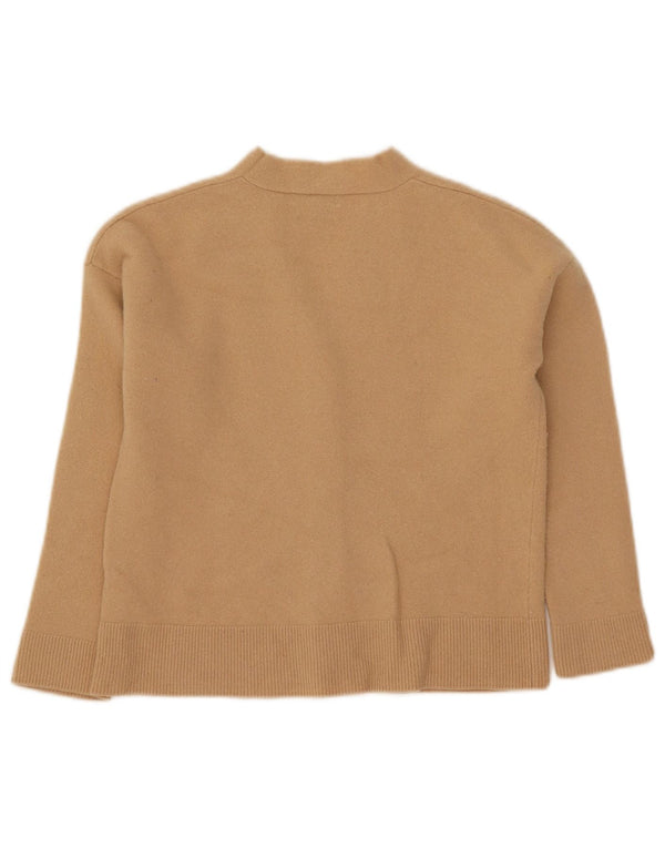 Sweter damski Massimo Dutti Crop Cardigan UK 12 Średni beż wełniany