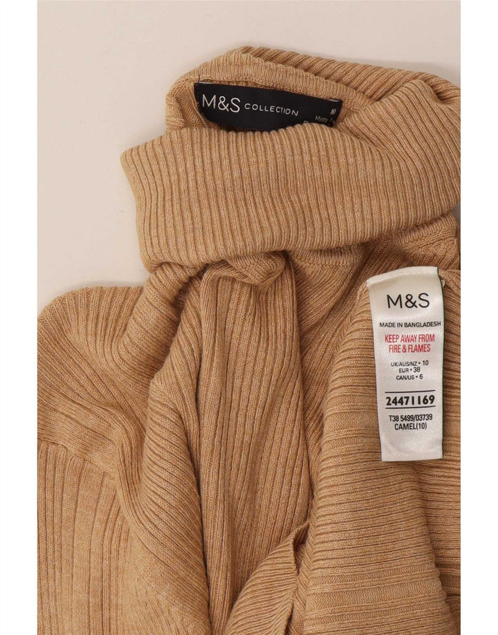 Marks & Spencer Damski sweter z golfem UK 10 Small Beżowa Wiskoza