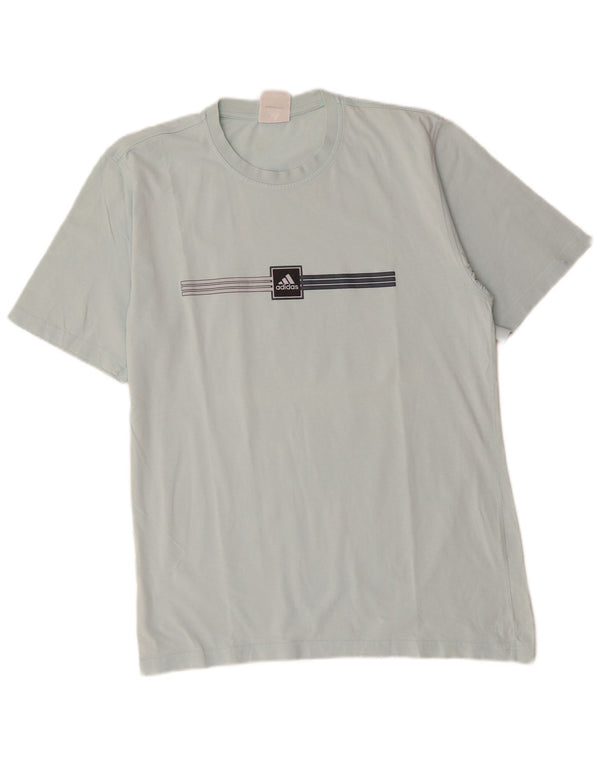 T-shirt męski ADIDAS, bawełniany, w średnie niebieskie paski