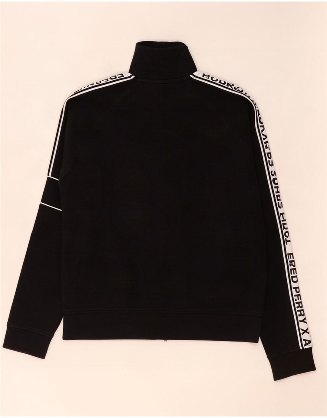 Męska kurtka dresowa Fred Perry z grafiką, mała, czarna, bawełniana w bloki kolorów