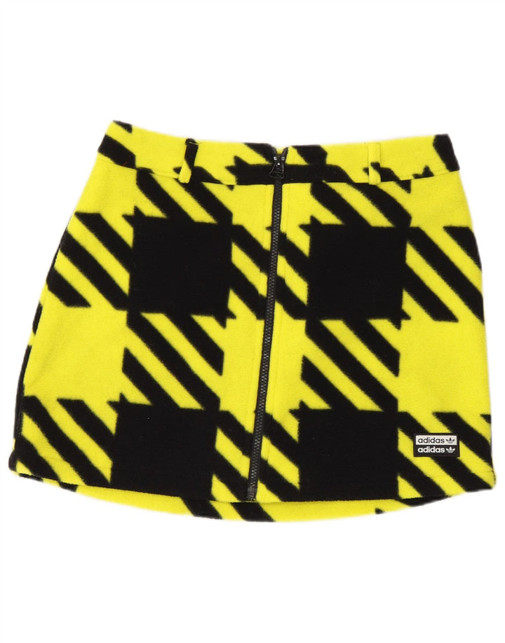Adidas Damska Mini Spódnica UK 10 Mała W27 Żółta Houndstooth