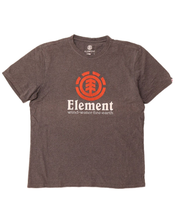 ELEMENT Mens Regular Fit Graphic T-Shirt Top Large Grey Cotton