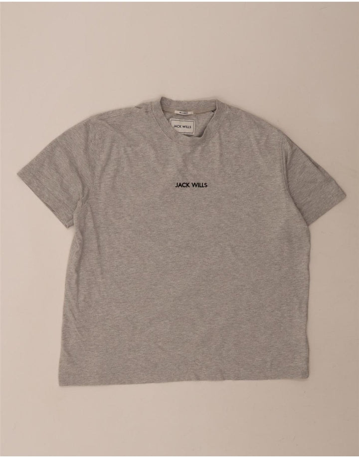 JACK WILLS Mens Relaxed Fit T-Shirt Top Large Grey Cotton Vintage Jack Wills and Second-Hand Jack Wills from Messina Hembry 