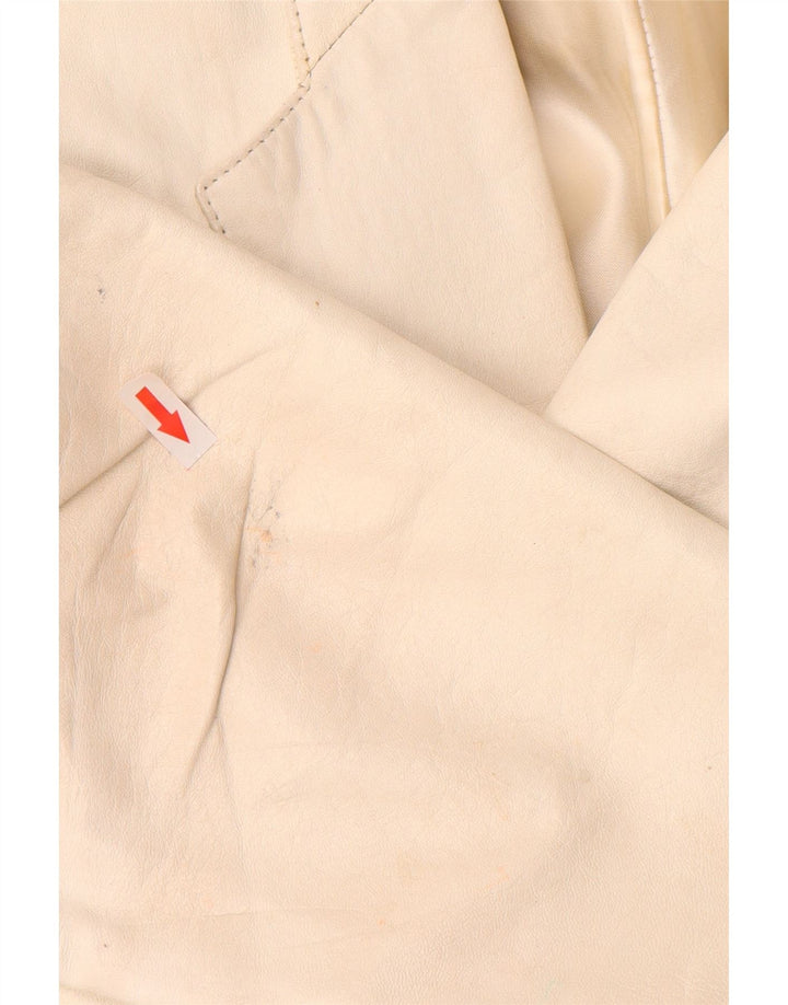 Vintage damski skórzany 2-częściowy zestaw spódnic UK 12 Medium W26 Off White