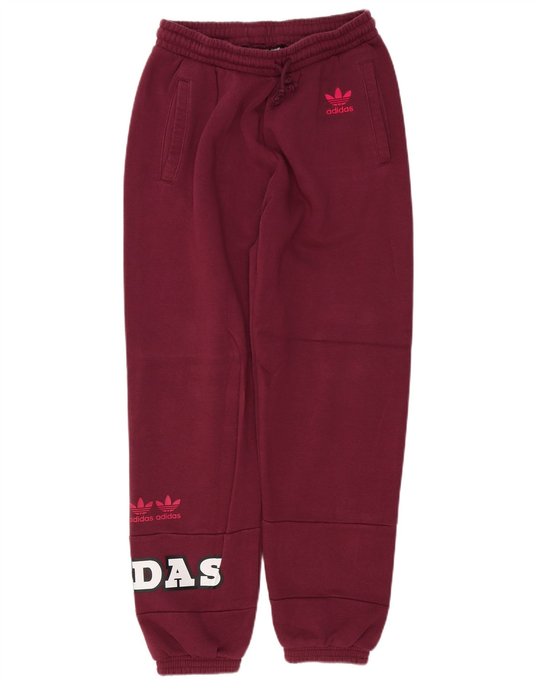 Damskie spodnie dresowe ADIDAS z grafiką Joggers UK 12 Medium Burgund