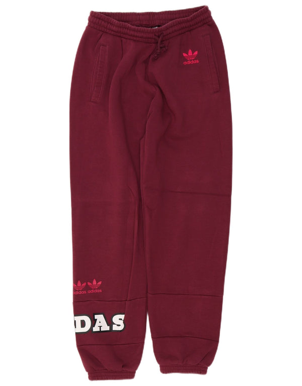Damskie spodnie dresowe ADIDAS z grafiką Joggers UK 12 Medium Burgund
