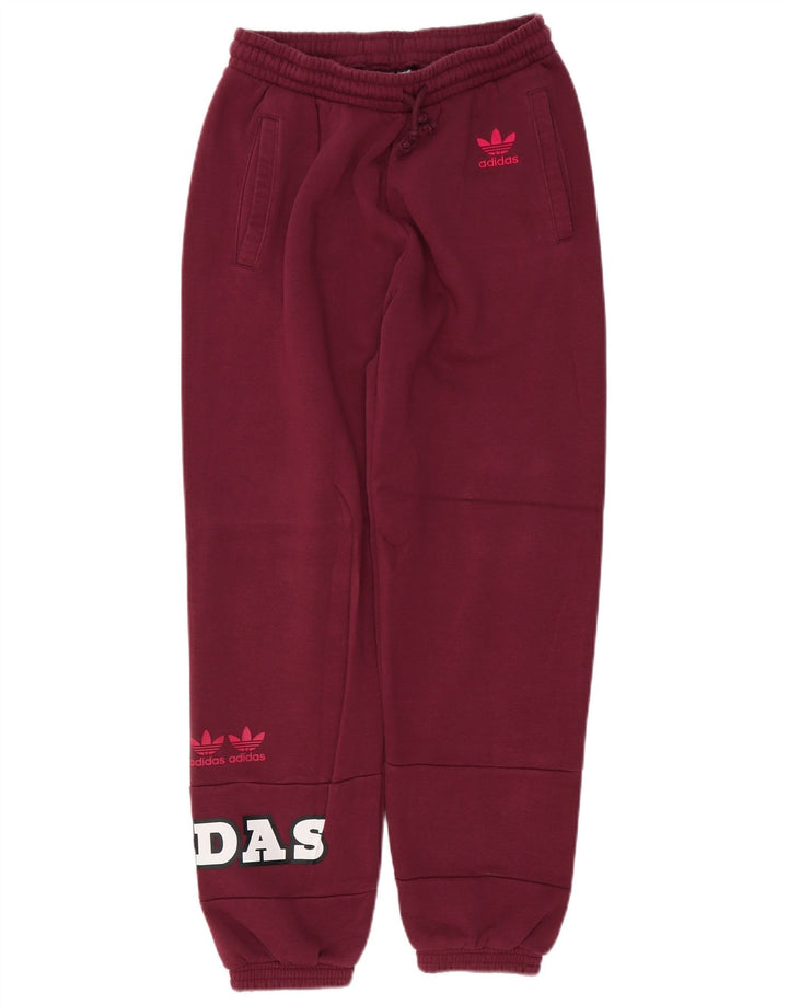 Damskie spodnie dresowe ADIDAS z grafiką Joggers UK 12 Medium Burgund