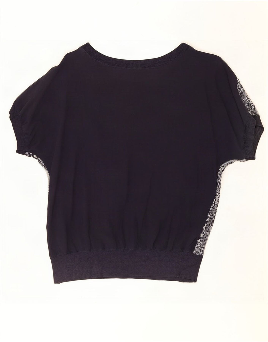 Damska bluzka oversize Diana Bentall Top UK 16, duży granatowy patchwork