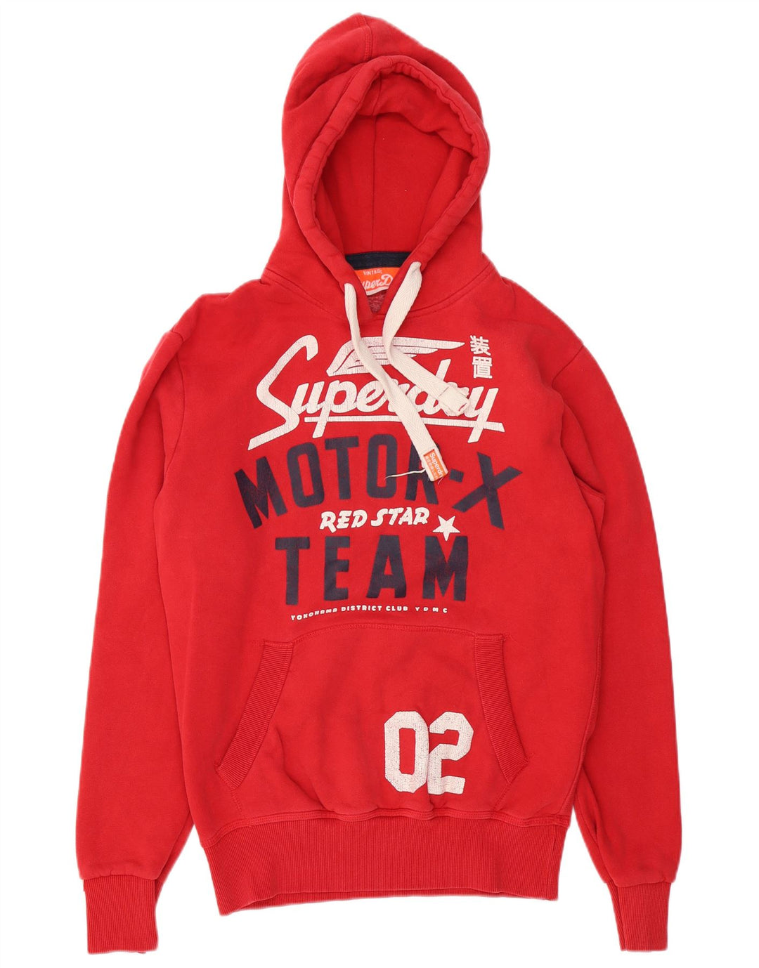 Męski sweter z kapturem Superdry z grafiką, średnio czerwony, bawełniany