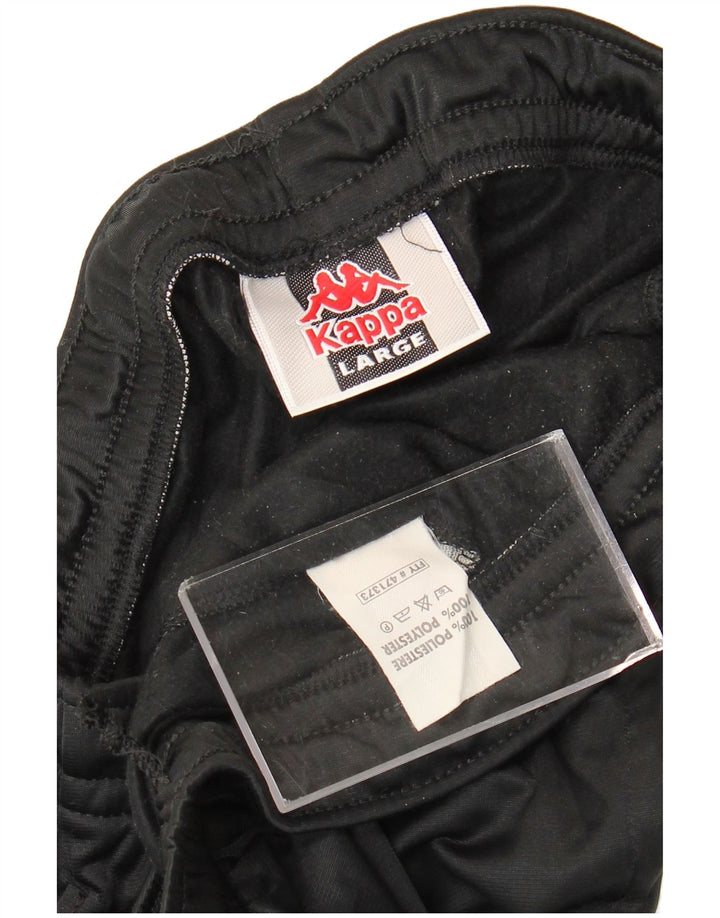 Męskie spodnie dresowe Kappa z grafiką, duże, czarne, poliestrowe