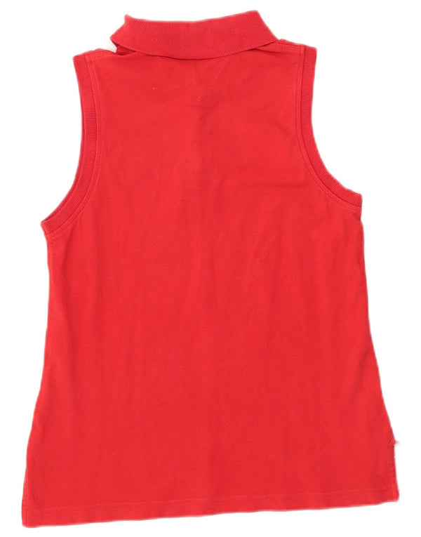 Damska koszulka polo bez rękawów Tommy Hilfiger UK 12, średnia czerwona bawełna