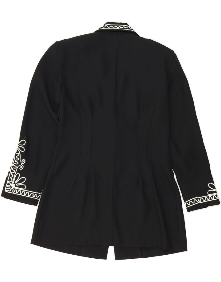 WALLIS Womens Longline 5 Button Blazer Jacket UK 12 Medium  Black Vintage Wallis and Second-Hand Wallis from Messina Hembry 