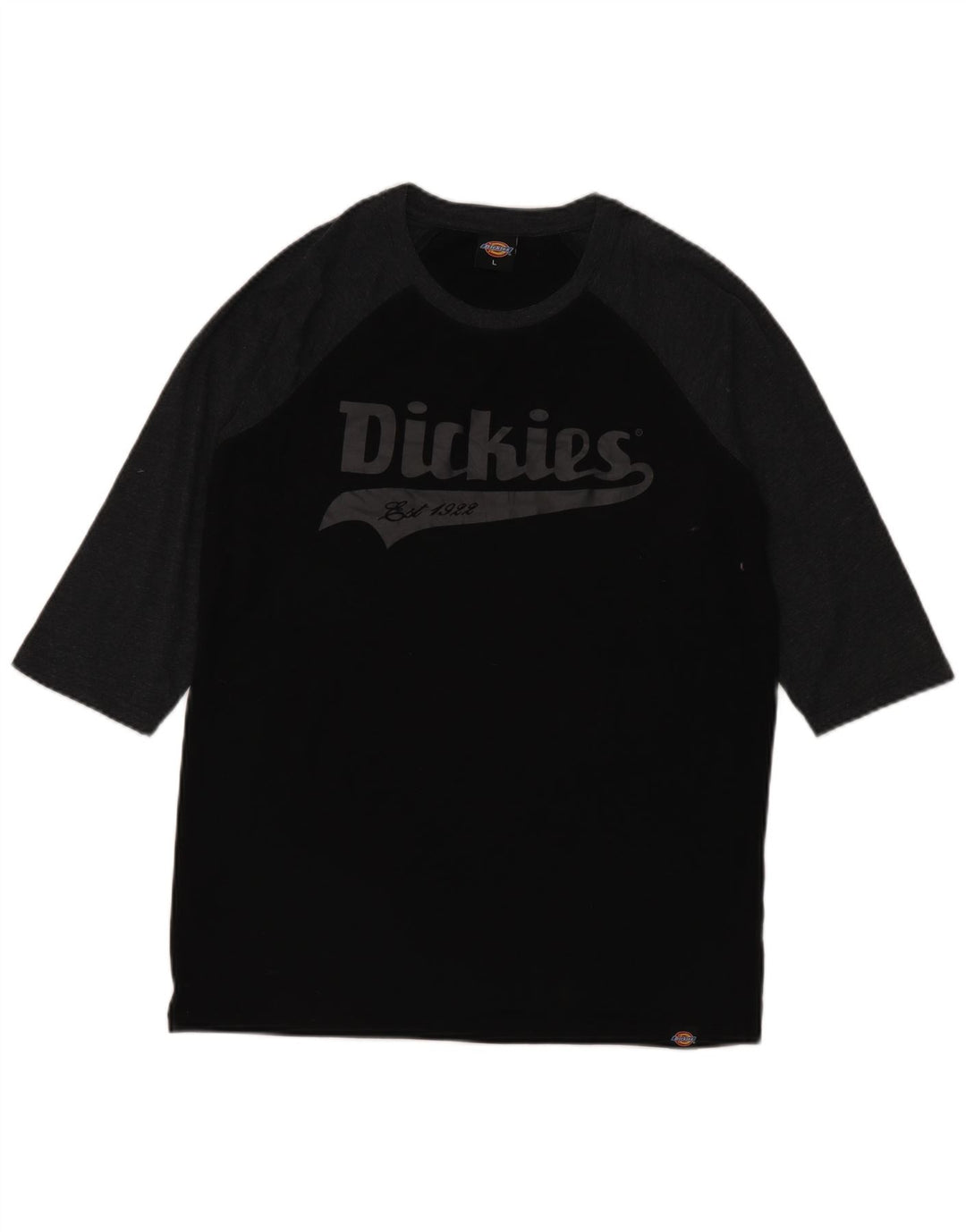 Męski top graficzny Dickies z rękawami 3/4, dużą czarną bawełną z blokami kolorów