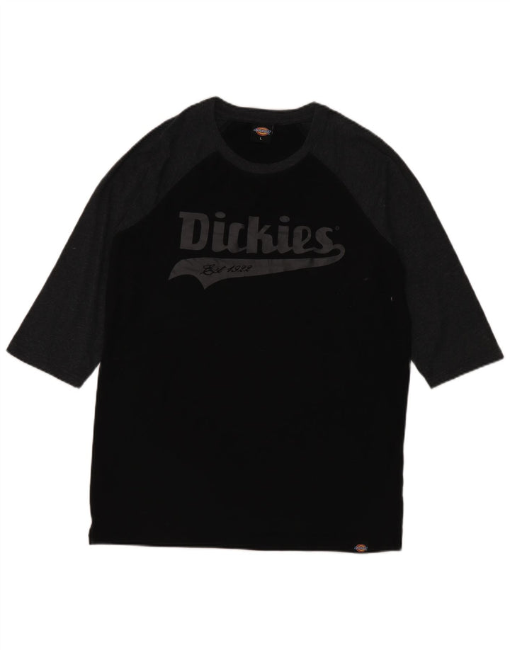 Męski top graficzny Dickies z rękawami 3/4, dużą czarną bawełną z blokami kolorów