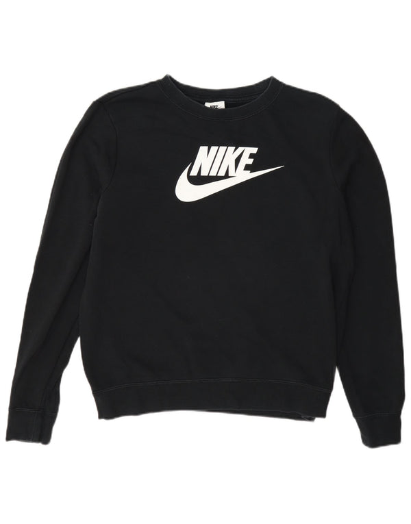 Damska bluza dresowa Nike z grafiką oversize, UK 10, mała, czarna, bawełniana