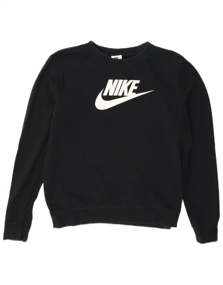 Damska bluza dresowa Nike z grafiką oversize, UK 10, mała, czarna, bawełniana