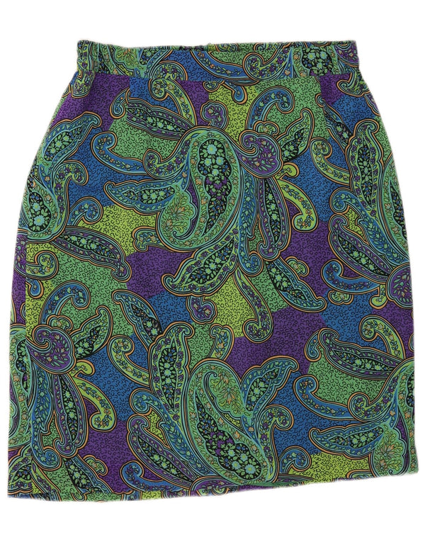 Damska spódnica ołówkowa w stylu vintage IT 44 Medium W34 Zielony poliester Paisley
