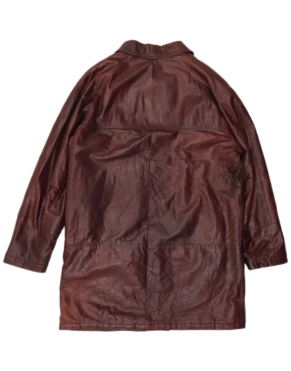 Damski płaszcz skórzany VINTAGE IT 54 2XL Burgundowa skóra