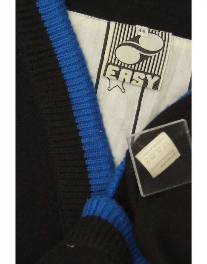 Łatwy damski sweter kardigan z rękawem 3/4, EU 44 XL, czarna wełna