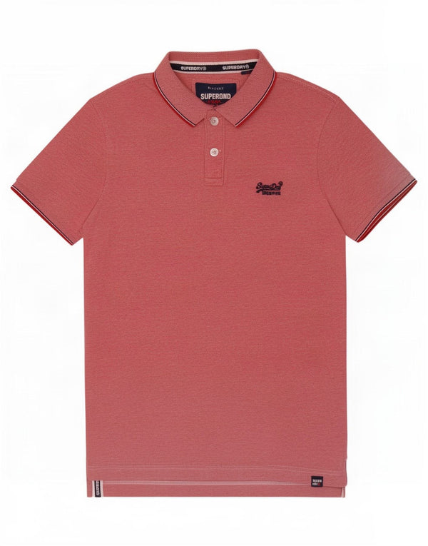 Męska koszulka polo Superdry, średnia, różowa, bawełniana