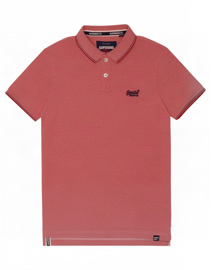 Męska koszulka polo Superdry, średnia, różowa, bawełniana