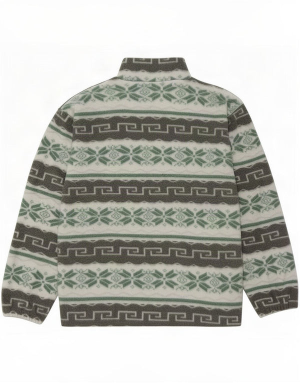 Vintage Mens Fleece Jacket UK 42 XL Grey Fair Isle