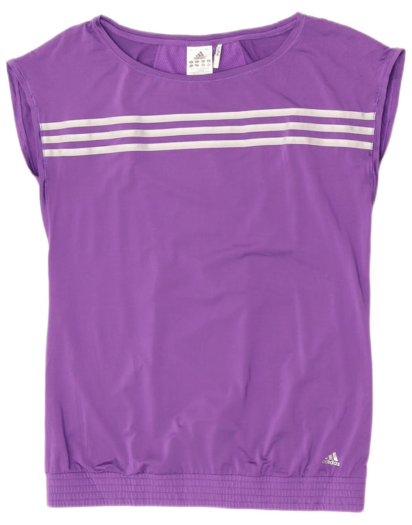 Damska koszulka graficzna Adidas Top UK 16, duża, fioletowa, poliestrowa koszulka sportowa