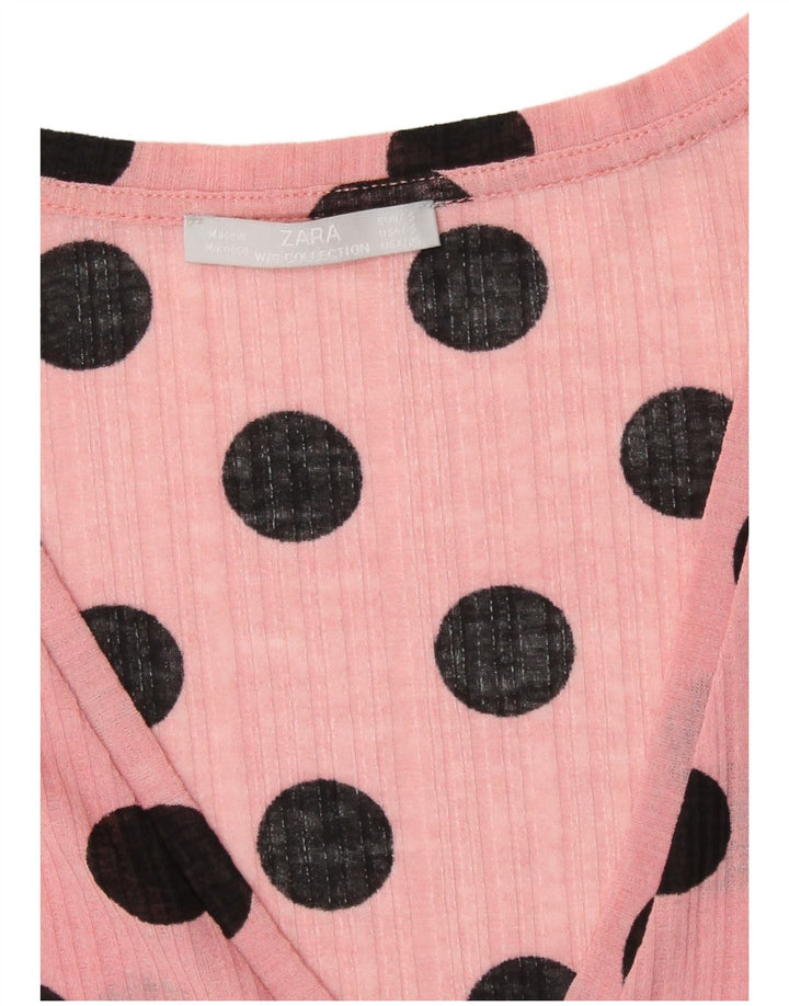 Damska krótka bluzka Zara Top UK 10 Small Pink w kropki