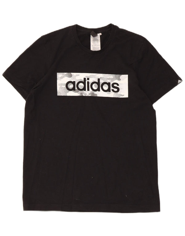 Męska koszulka z grafiką Adidas, mała, czarna, bawełniana