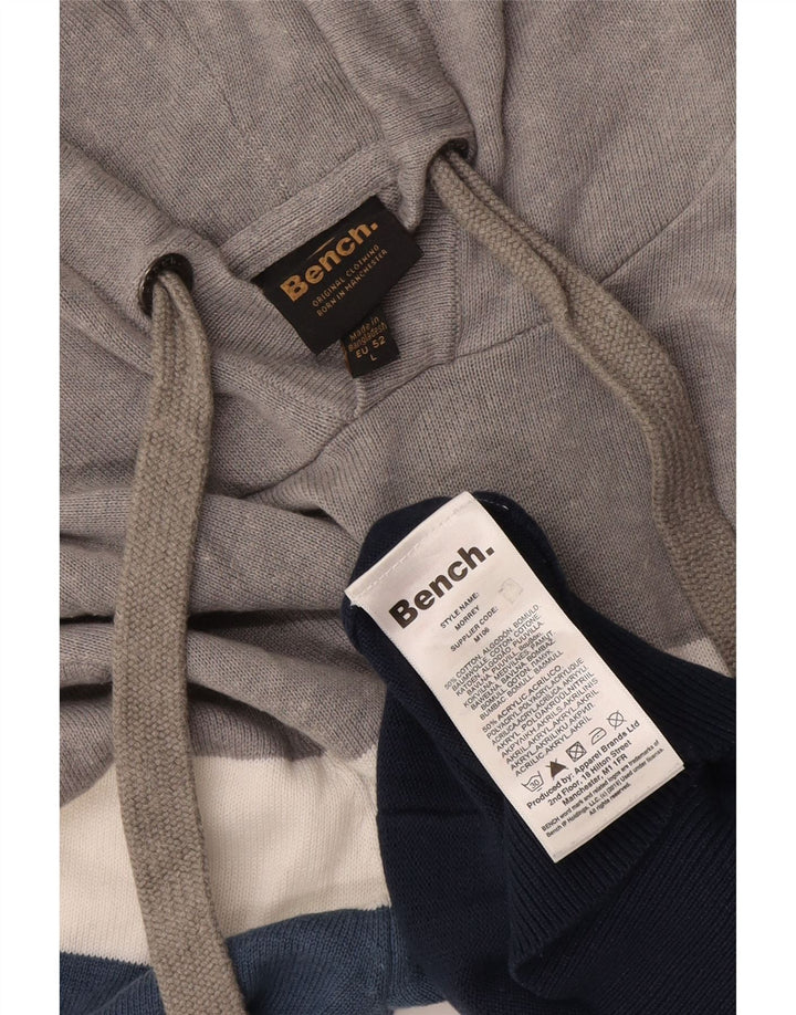 Męski sweter z kapturem Bench, duży, wielobarwny, bawełniany z blokami kolorów