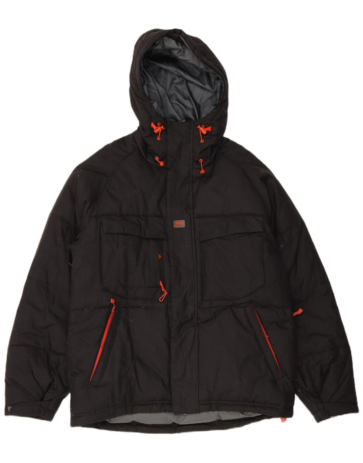 HELLY HANSEN Męska ocieplana kurtka z kapturem UK 38 Średni czarny nylon
