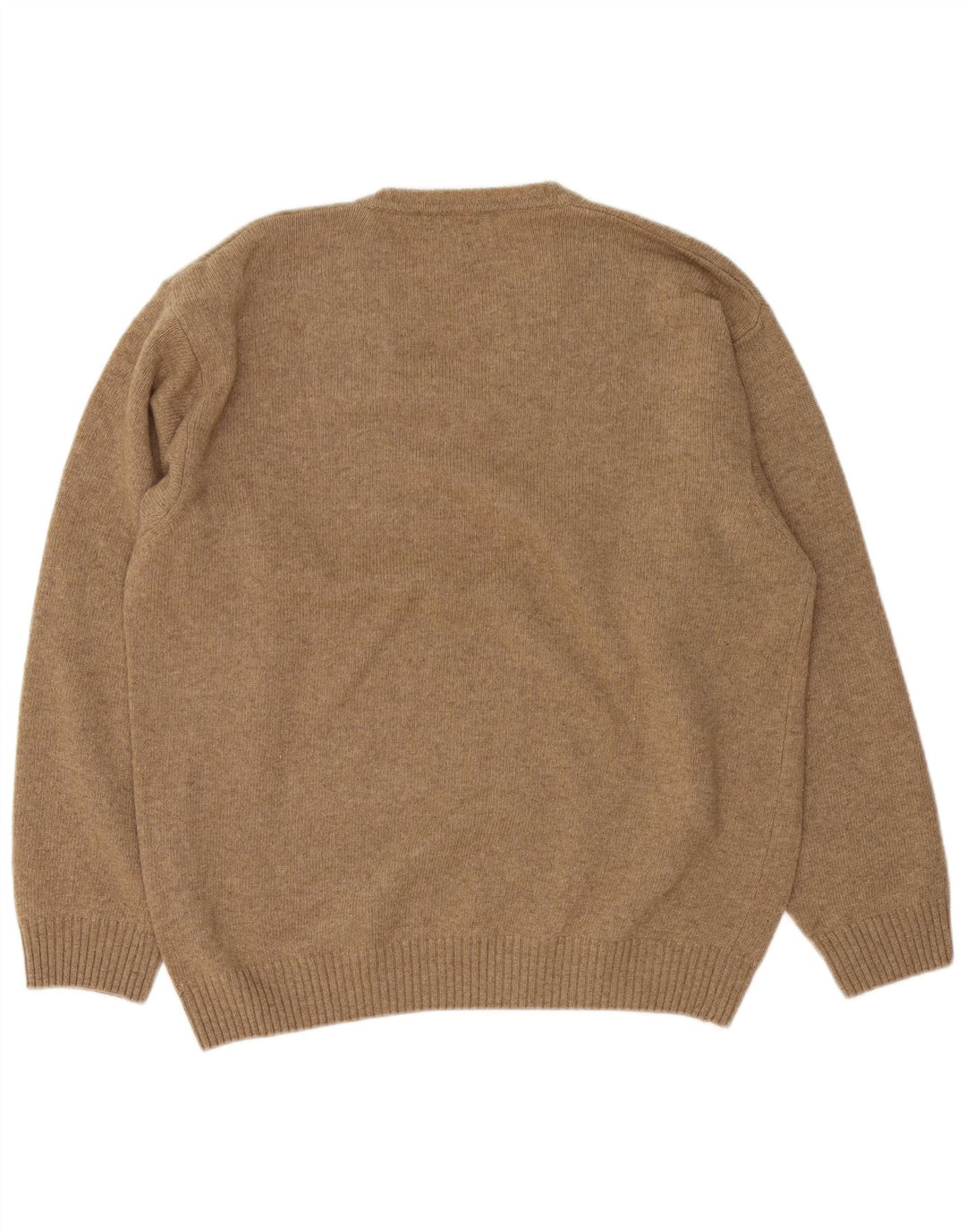 Męski sweter Sergio Tacchini z dekoltem w kształcie litery V, duży, brązowy, wełniany