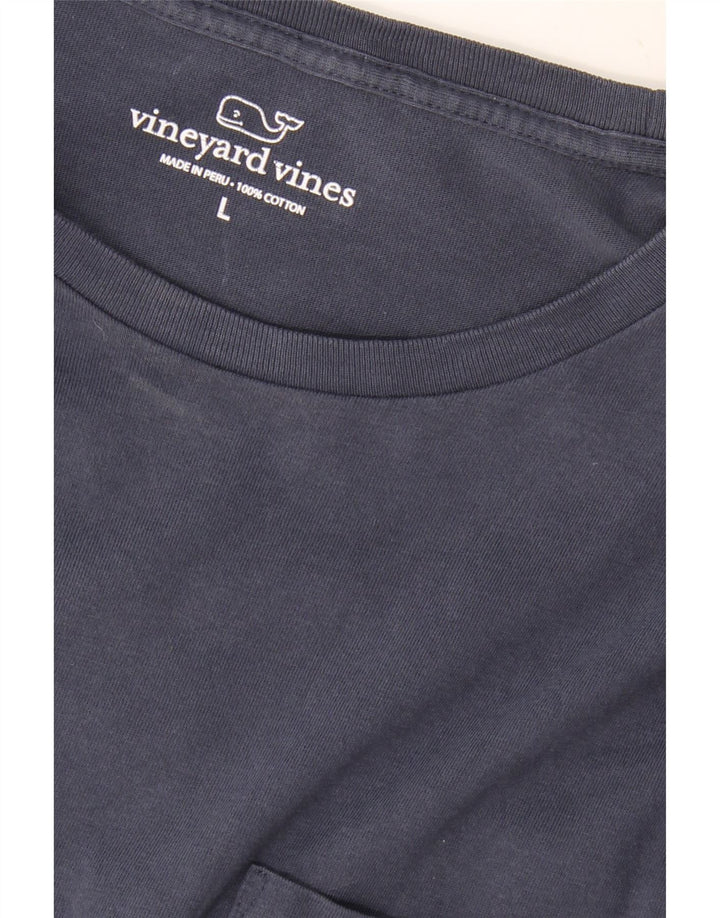 VINEYARD VINES Mens Graphic Top Long Sleeve Large Navy Blue Cotton